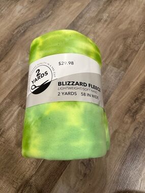 NWT Blizzard Fleece Fabric Roll - Neon Green Tie-Dye